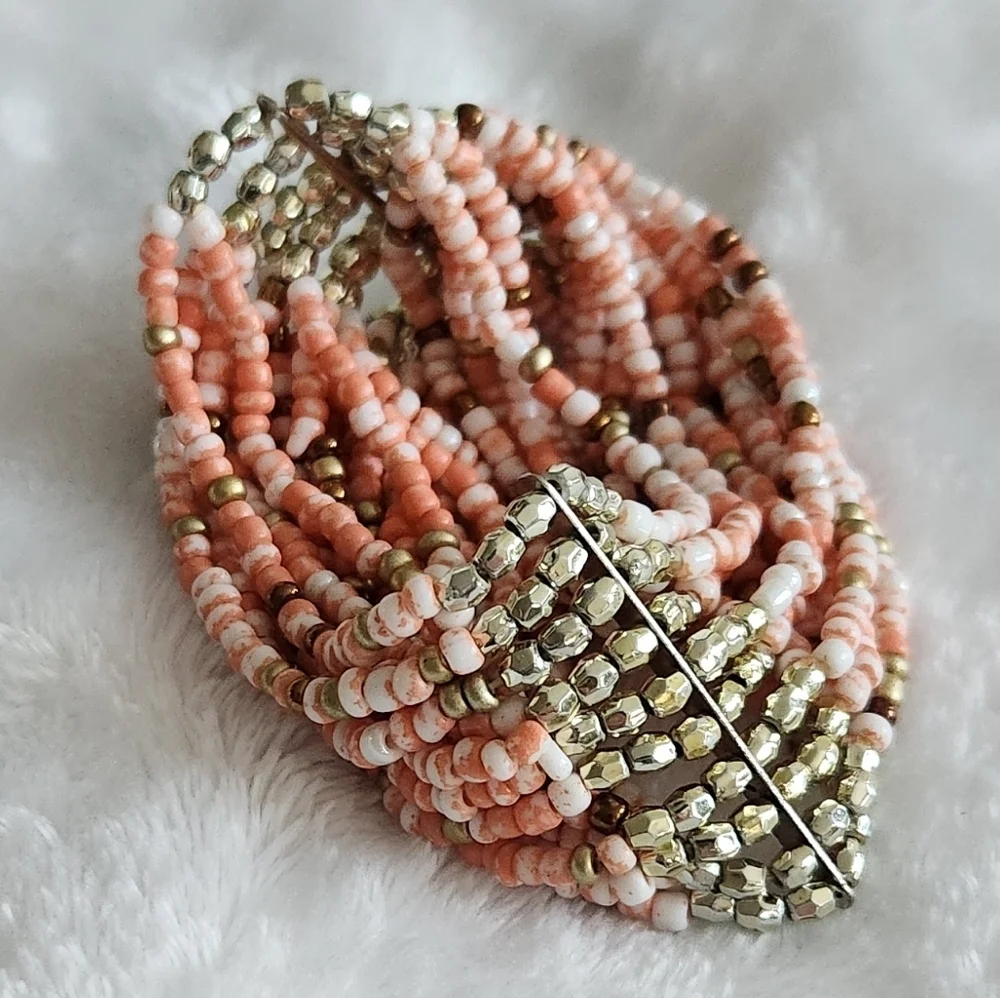 💗Women’s Multicolor Beaded Bracelet – Connected Multi-Band Style – Preowned